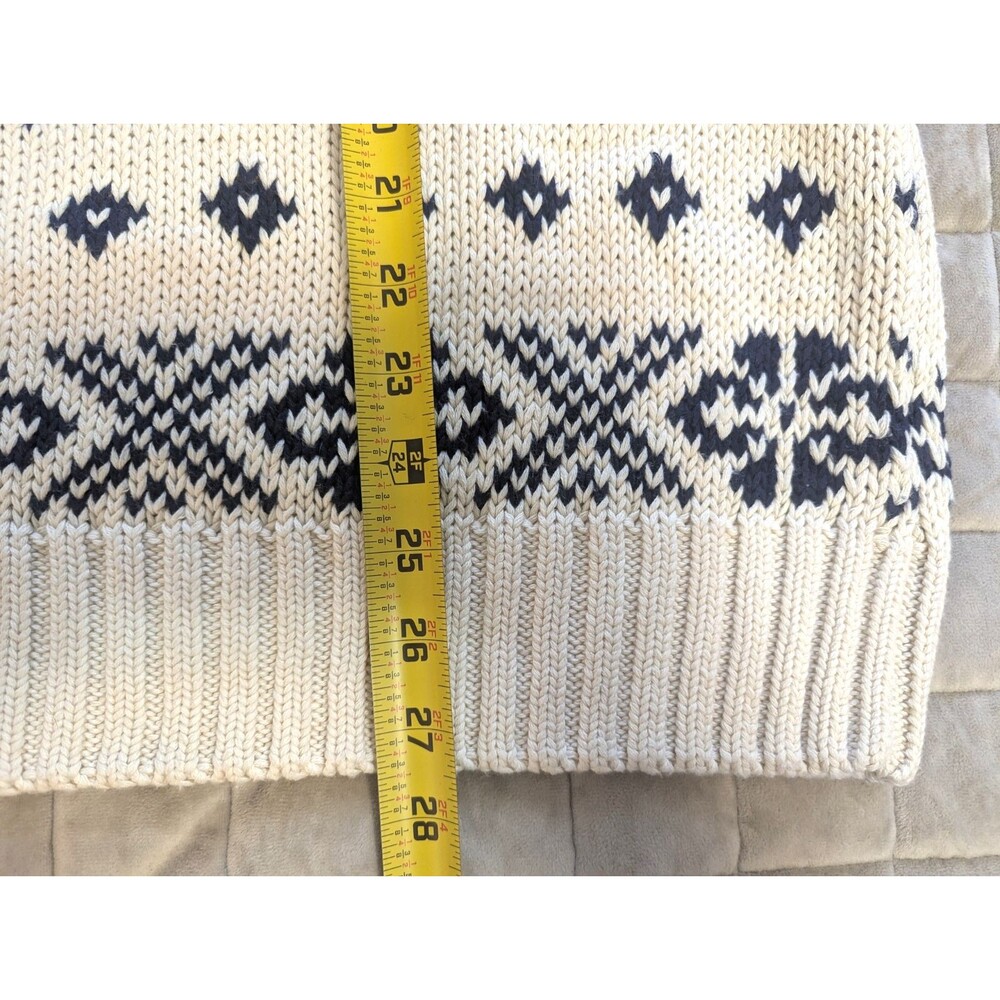 Eddie Bauer 100% Cotton Pullover Sweater Mens XL Blue/Ivory Nordic Vtg - Picture 7 of 8